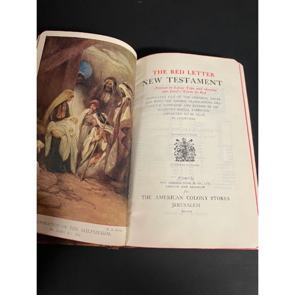 Red Letter Bible Olive Wood from Jerusalem (Collins, Sons & Co,1945) Large Type